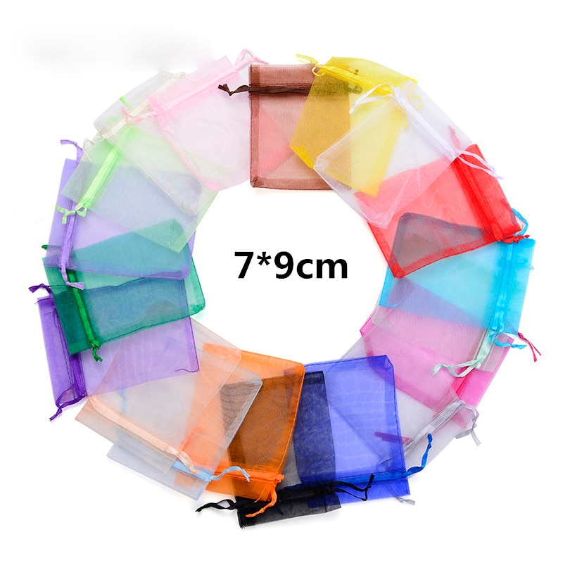 7x9 cm organza     Ŀġ    fpr Ƽ ͽ colors100pcs/lot 